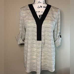 Ivanka Trump Striped Quarter Sleeve Blouse - Small